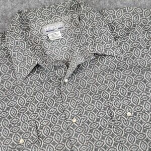 Wrangler Wrancher Shirt Mens 3XL Gray Geometric Western Pearl Snap MTW1326